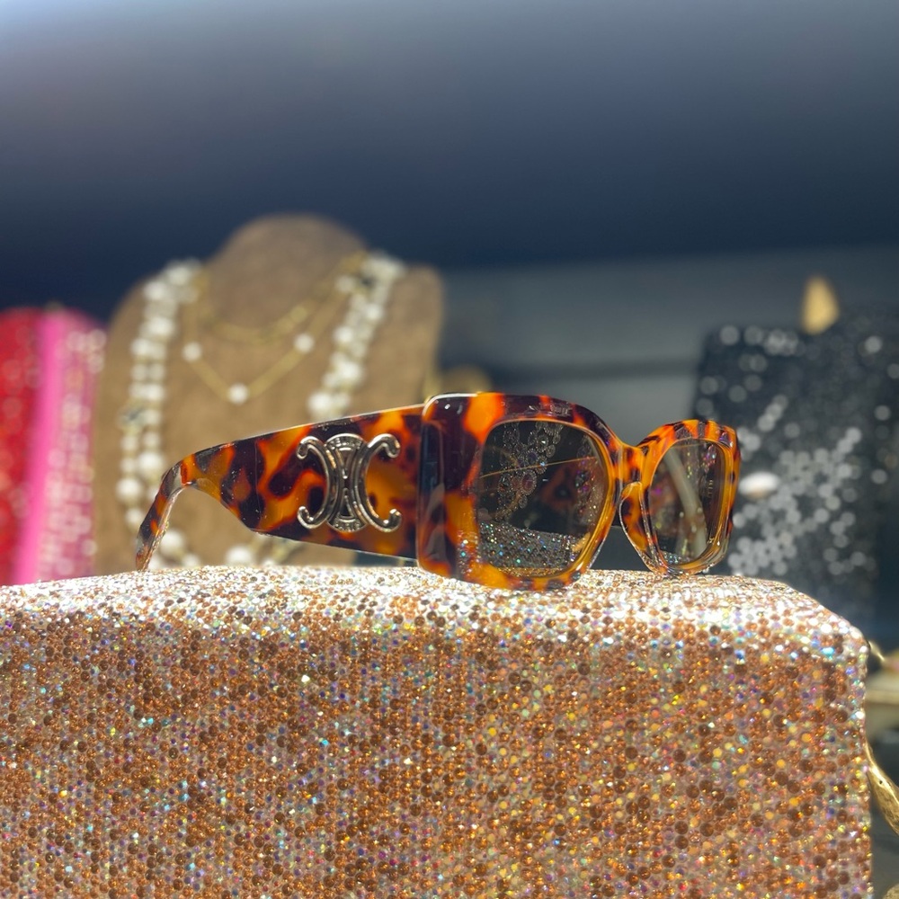 Tortoise Shell Sunglasses with Silver Accent